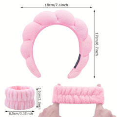 4pc Plush Hair Accessories Set Fuzzy Bow Knot Headband Leopard Pattern Waistband