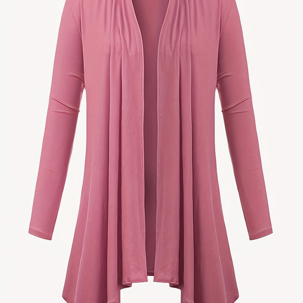  Solid Long Sleeve Open Front Cardigan