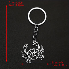 Creative Stainless Steel Hollow Crab Keychain For Men
