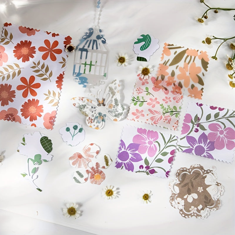 30Pcs Vintage Floral Background Art Craft Paper