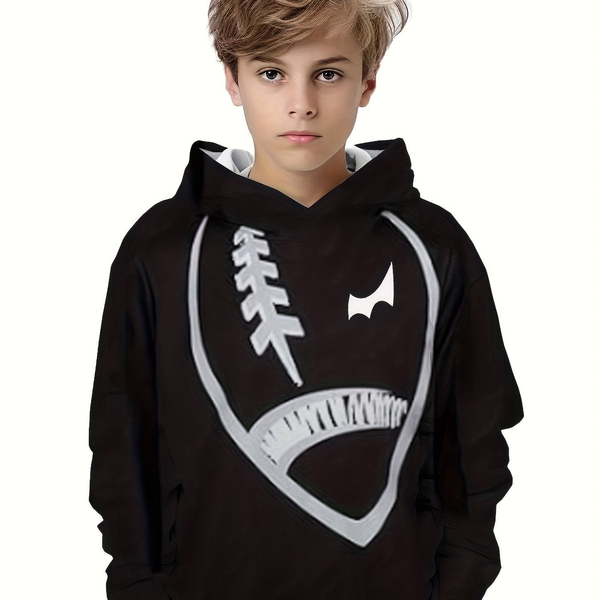Boys Football Print Hoodie Kids Long Sleeve Sweatshirt