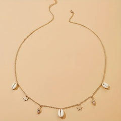 Metal Waist Chain with Shell Conch Starfish Tassel Pendant