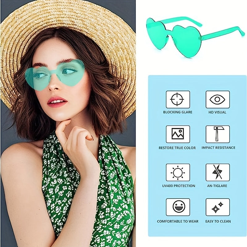 10pcs Candy Heart Sunglasses One piece Decorative Sun Shades Summer Beach Party