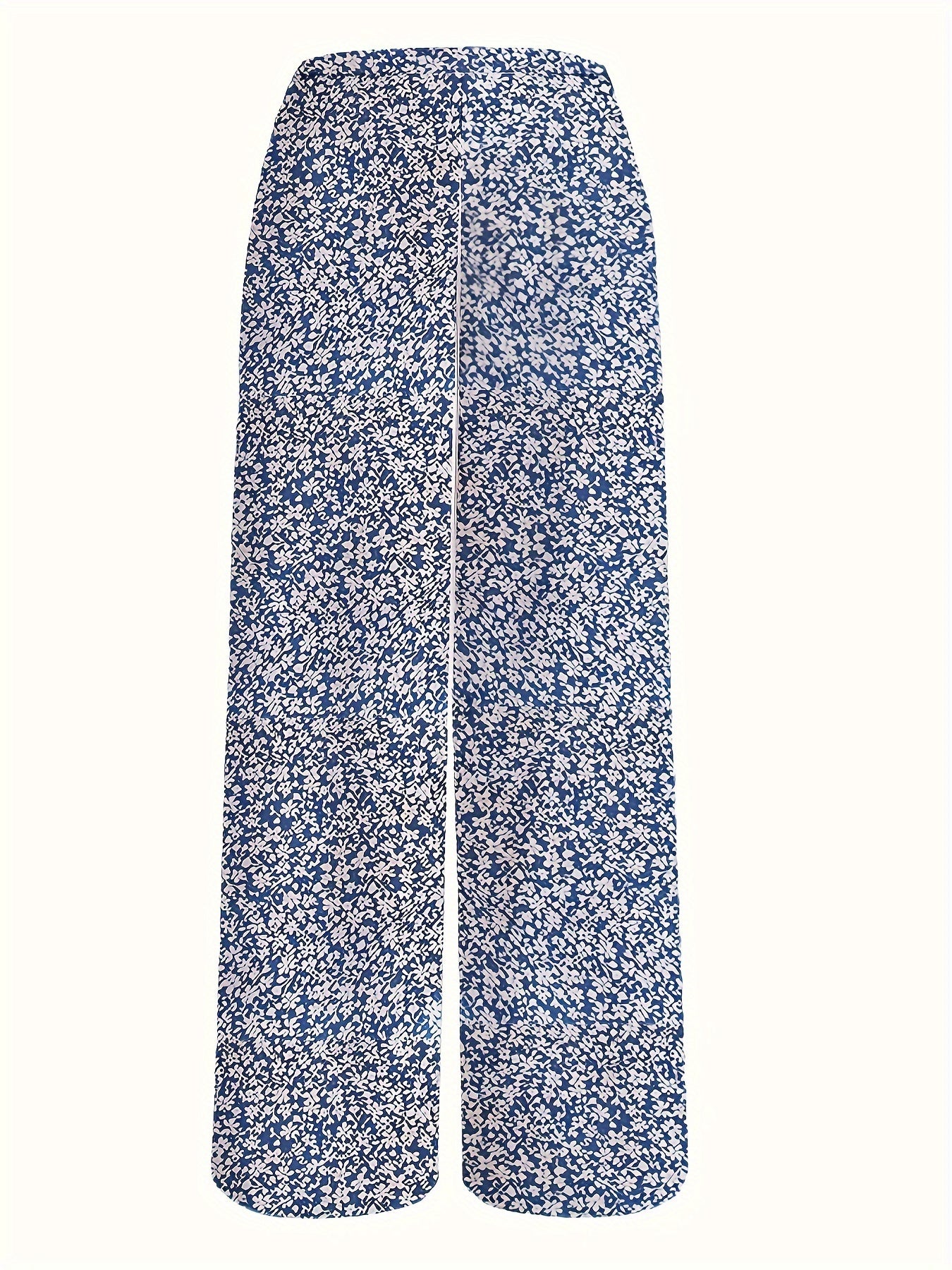  Boho Pants Women's Plus Floral Print Wide Leg Pants