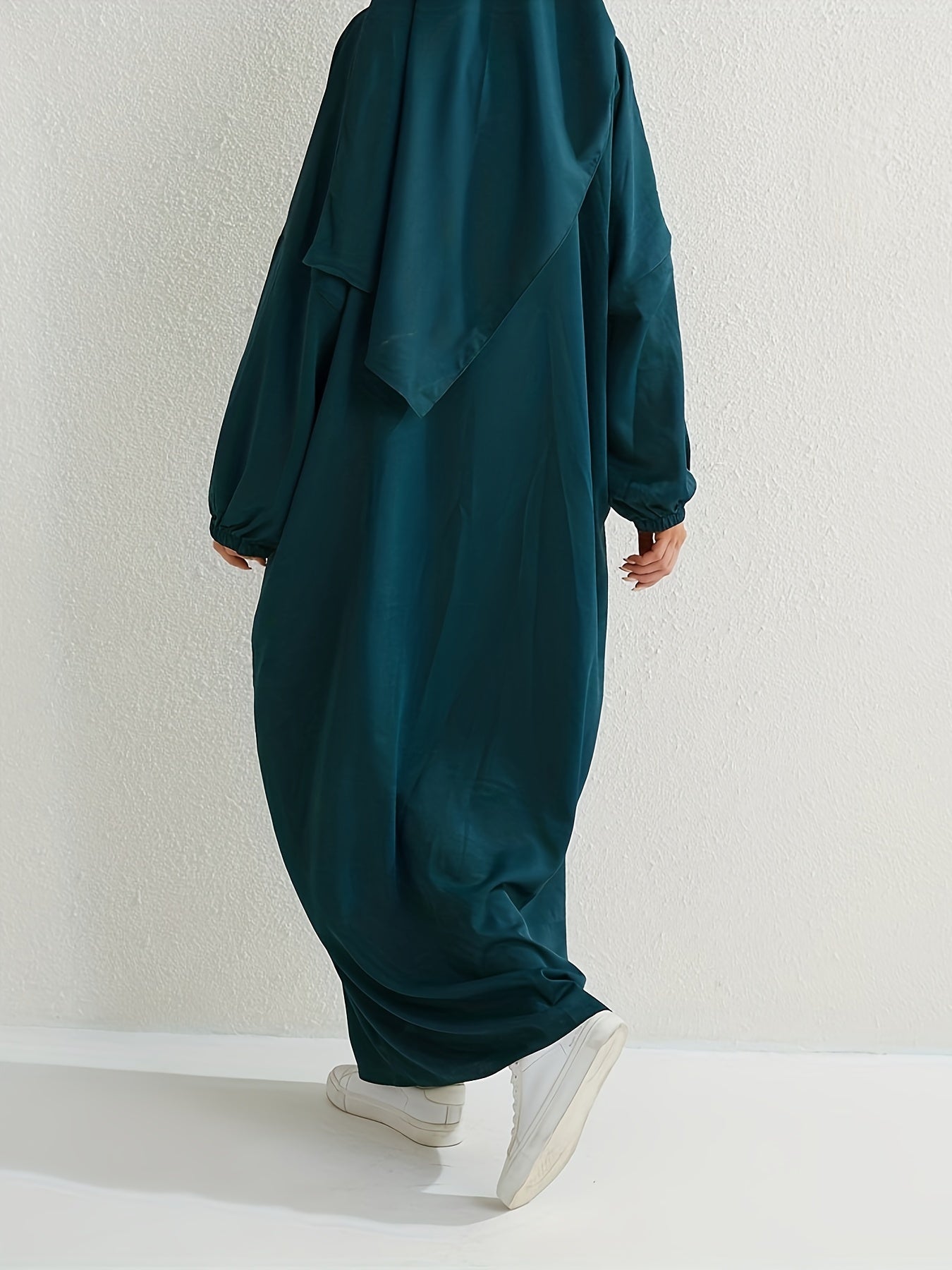  Casual Abaya Dress Women's Plus Solid Drop Shoulder Loose Fit Maxi Dre