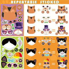 12 Sheets Cats Face Stickers Animal Birthday Gift Supplies