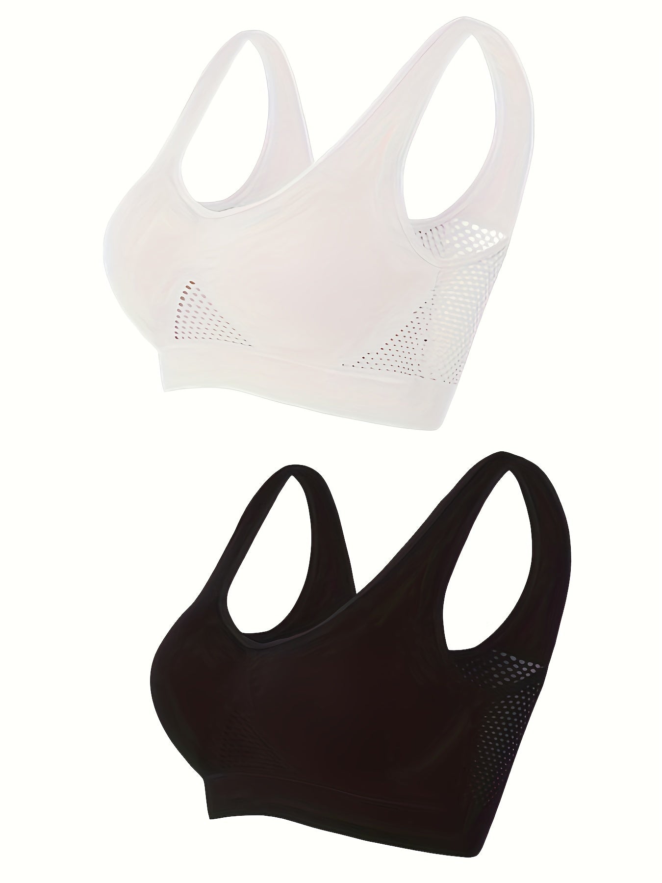 2 Pack Plus Size Seamless Mesh Wireless Sports Bra Set