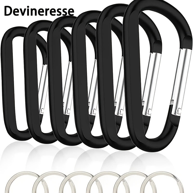 6pcs Carabiner Keychains with D Ring for Camping & Daily Use