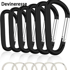 6pcs Carabiner Keychains with D Ring for Camping & Daily Use