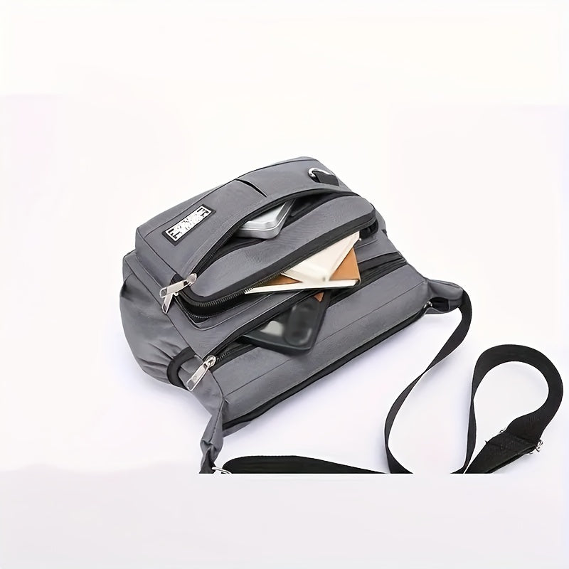 Lightweight Nylon Crossbody Bag with Multiple Zippers