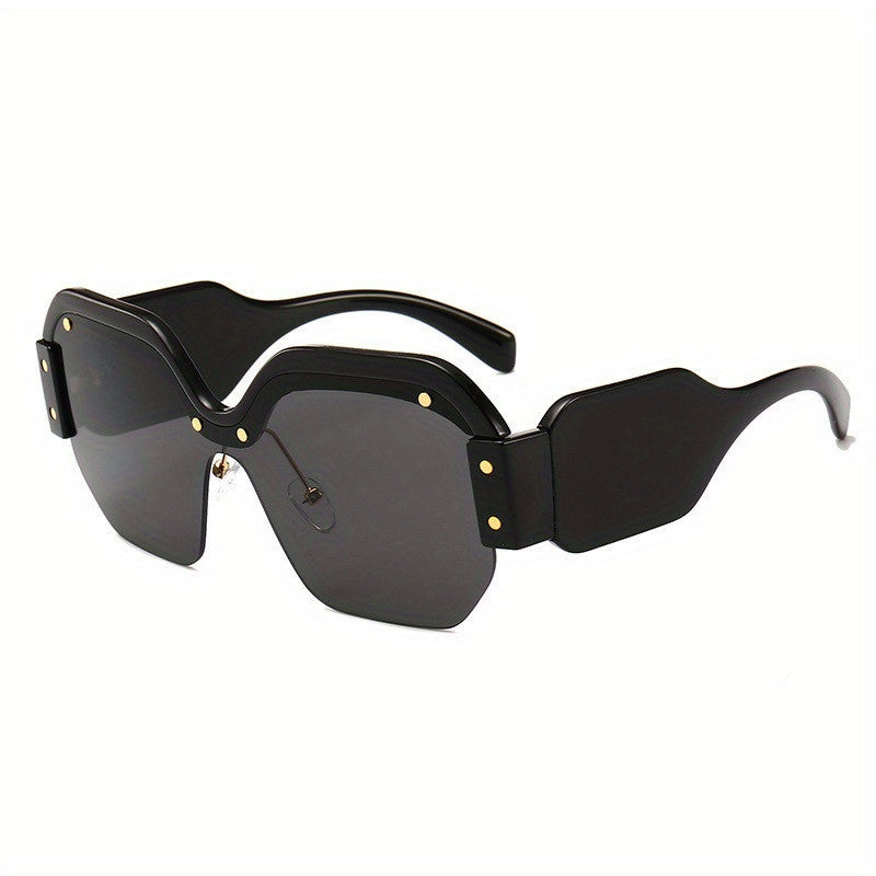 Y2K Semi Rimless Polarized Sunglasses For Women Men Block Decor Kpop Glasses