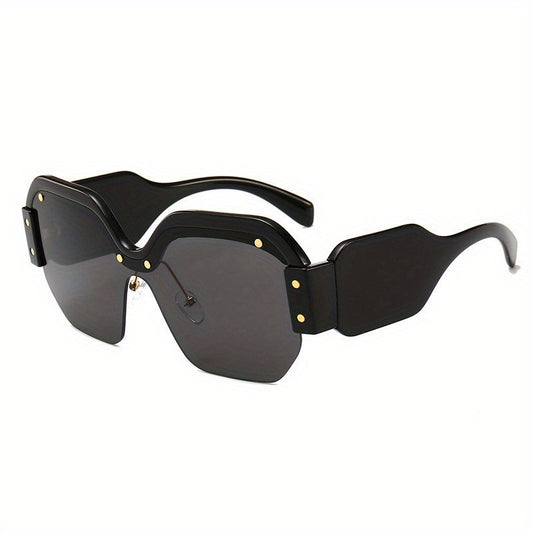 Y2K Semi Rimless Polarized Sunglasses For Women Men Block Decor Kpop Glasses