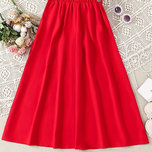 Girls' High Waist Casual Long Skirt Elastic Teen Kids Style