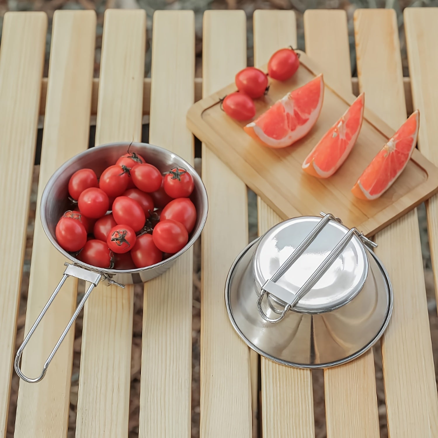 3pcs Stainless Steel Outdoor Bowl Camping Folding Bowl Portable Tableware