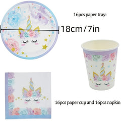 Unicorn Magic 16pc Party Supplies Set for Girls' Birthdays