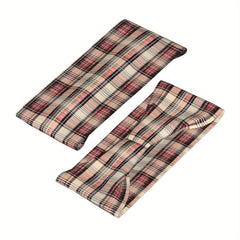 Vintage Plaid Headband Red Checkered Pattern Soft Elastic Fabric