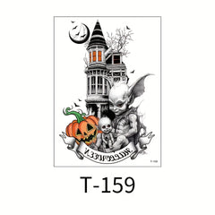 Waterproof Big Flower Arm Tattoo Stickers Halloween Horror Tattoo