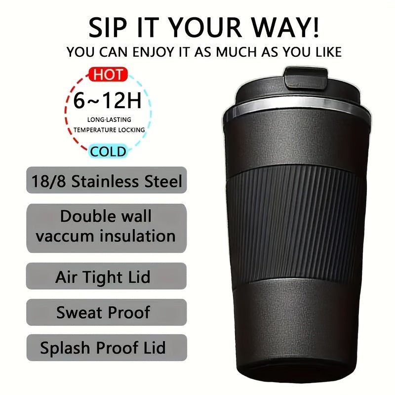 2oz Stainless Steel Coffee Mug Insulated with Leakproof Lid - Non Slip Grip