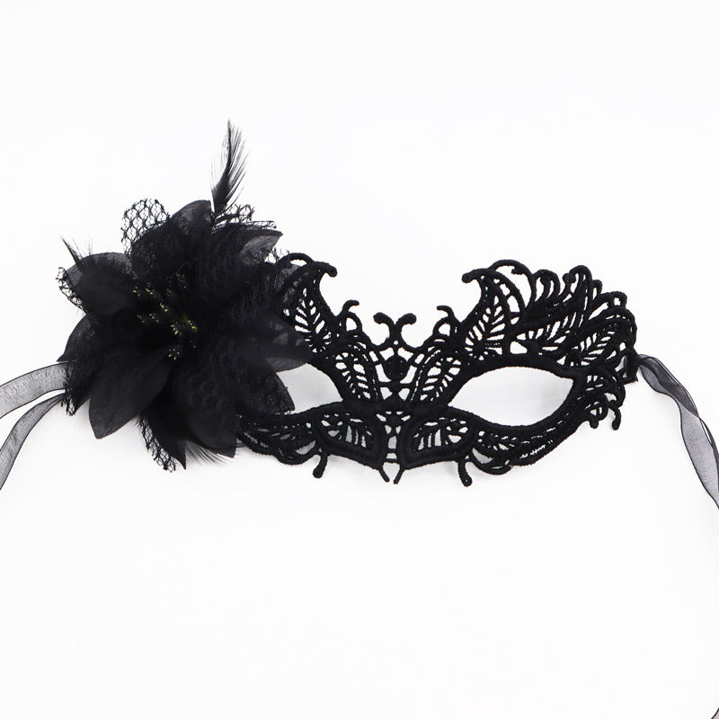 Double Yarn Lace Fire Head Side Flower Mask