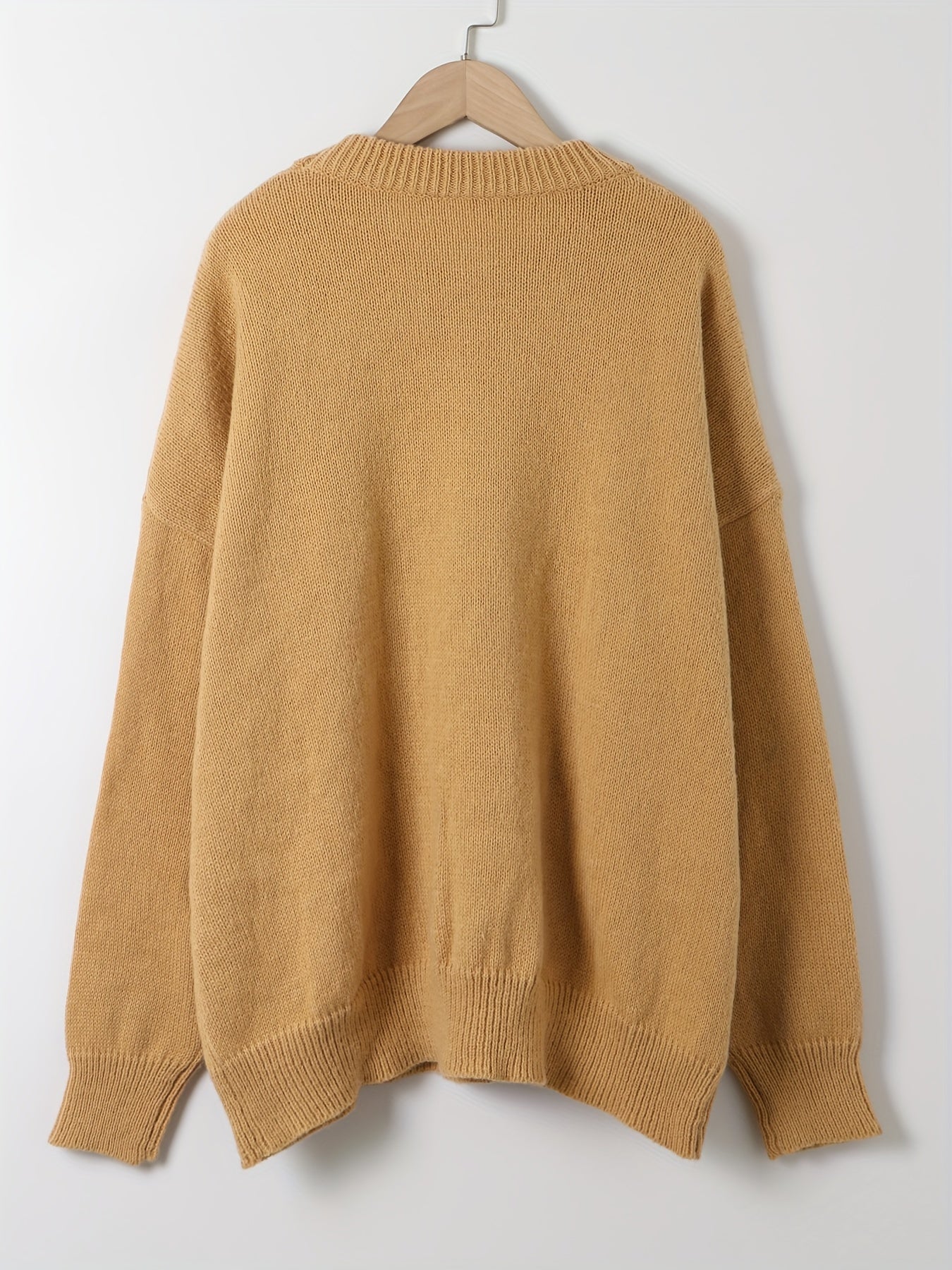  Casual Sweater Women's Plus Solid Long Sleeve Round Neck