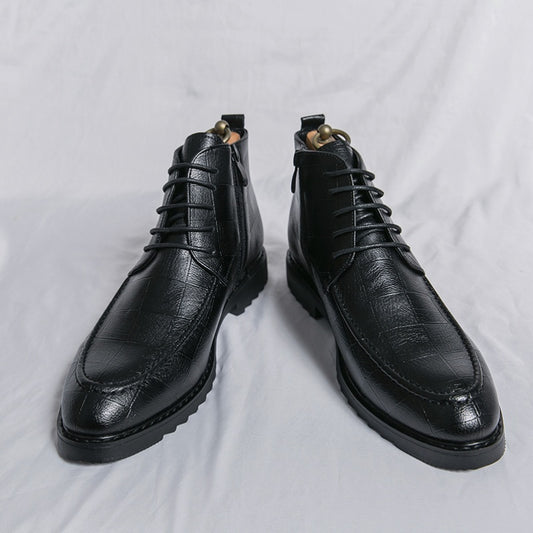 Men's Lace-Up Ankle Boots Zipper Casual Walking Shoes