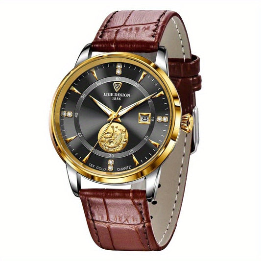 LIGE Business Men Watches Stainless Steel Waterproof Quartz Wristwatch