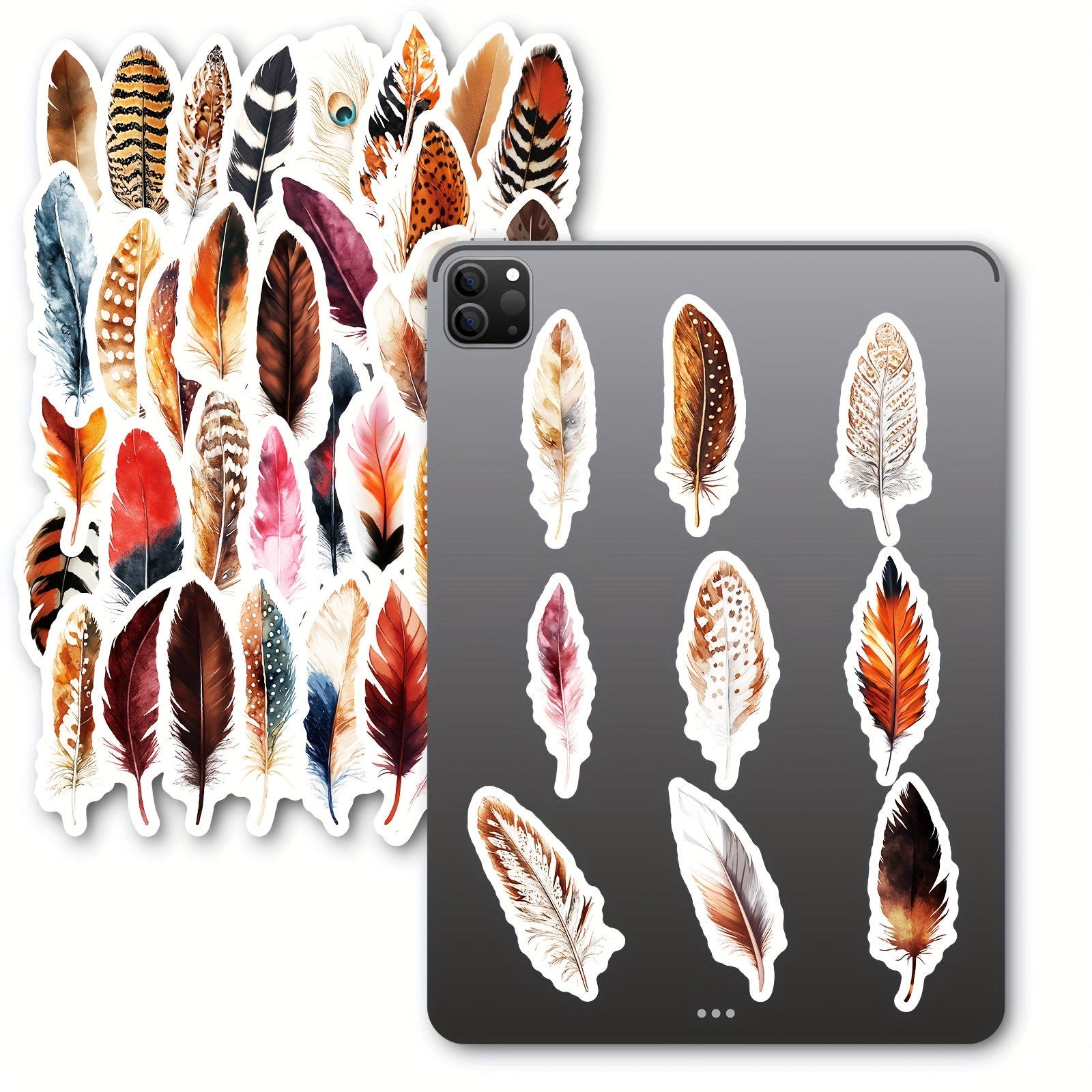 50pcs Realistic Feather Graffiti Stickers for DIY Decals