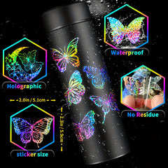 100 Holographic Butterfly Stickers Reusable Adhesive for Glass