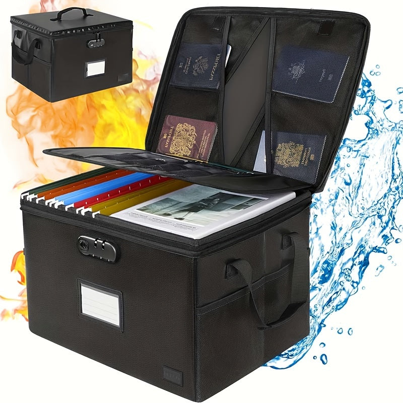 Fireproof Document Box Water Resistant File Organizer Box