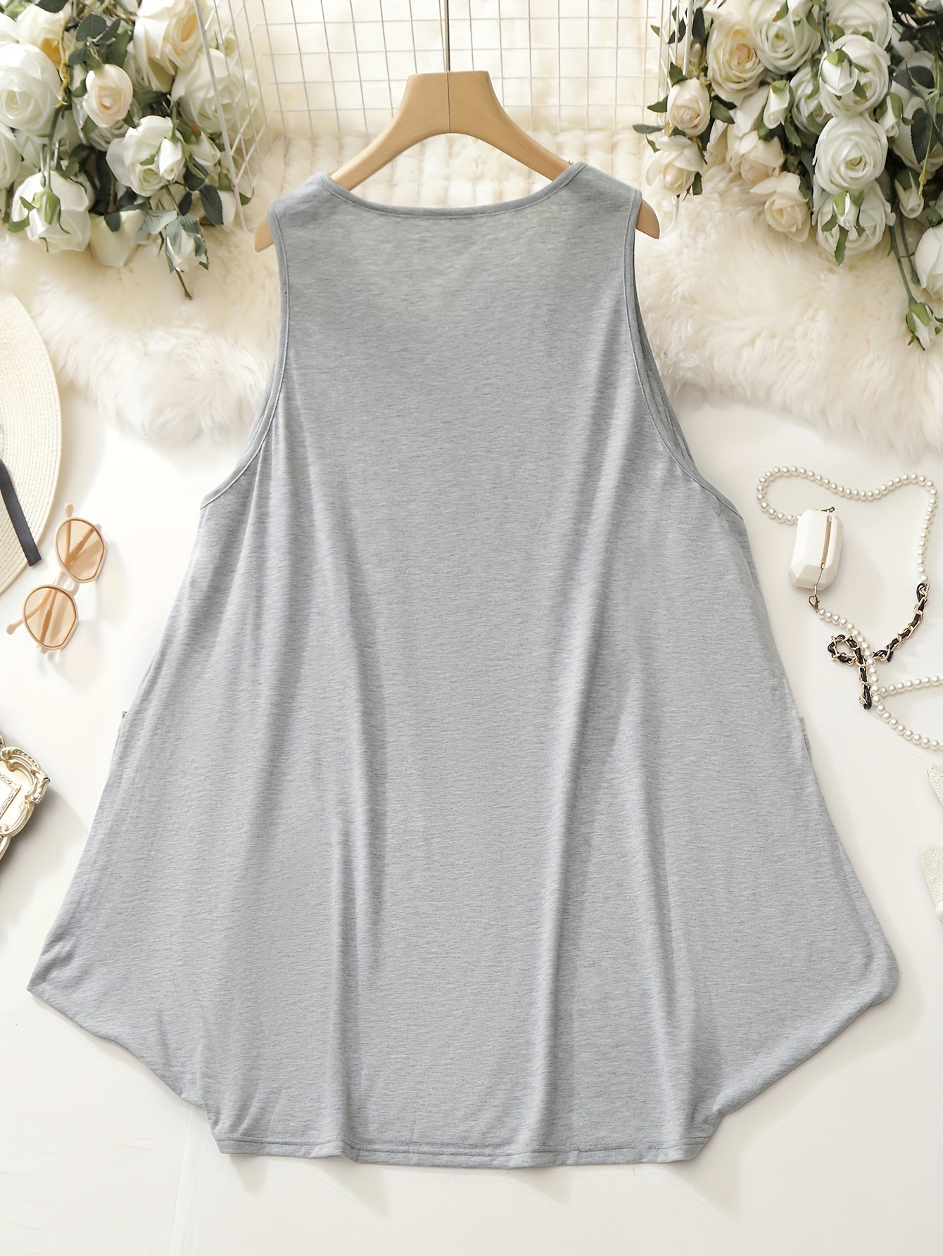  Slogan Print Tank Dress With Pockets