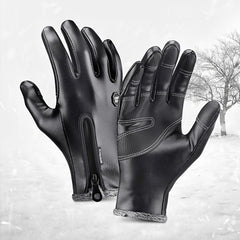 Warm Thermal PU Leather Touch Screen Gloves Windproof Waterproof Gloves