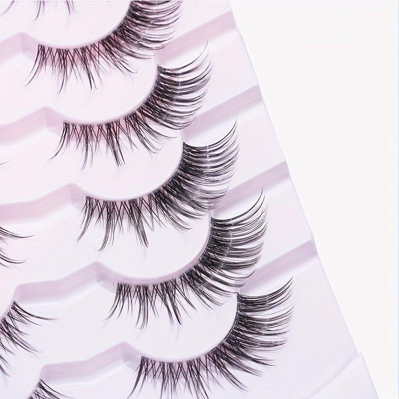 7 Pairs Full False Lashes 6-15mm Wispy Clear Band Natural Long Volumized