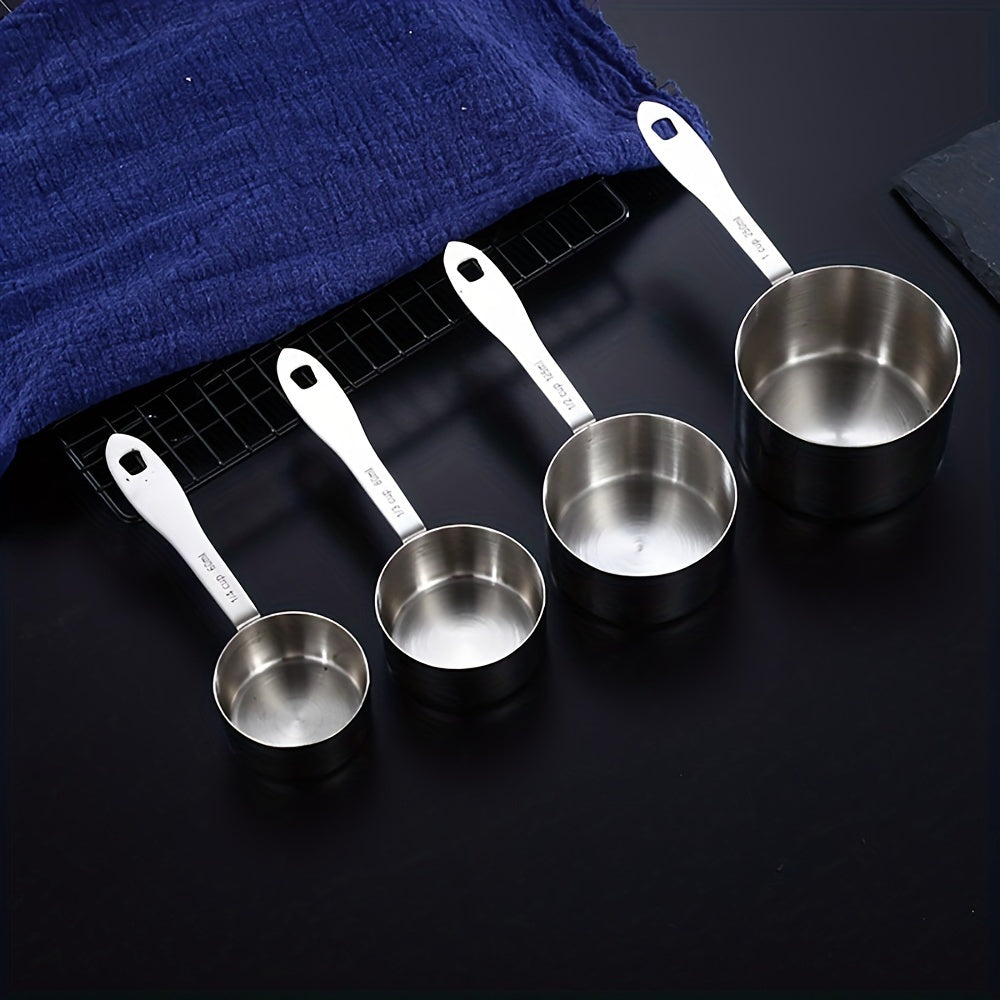 4pcs Metal Measuring Spoon Set Stainless Steel for Dry & Liquid Ingredients