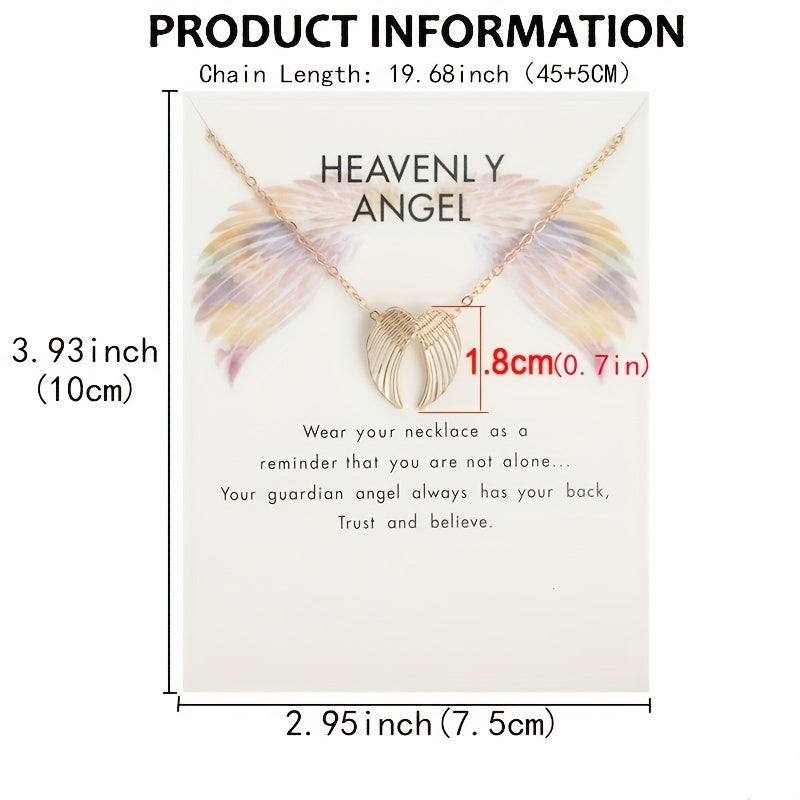 Angel Wings Pendant Necklace with Card for Women