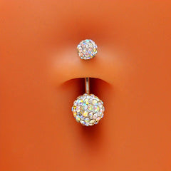 Zircon Belly Button Ring Stainless Steel Navel Piercing