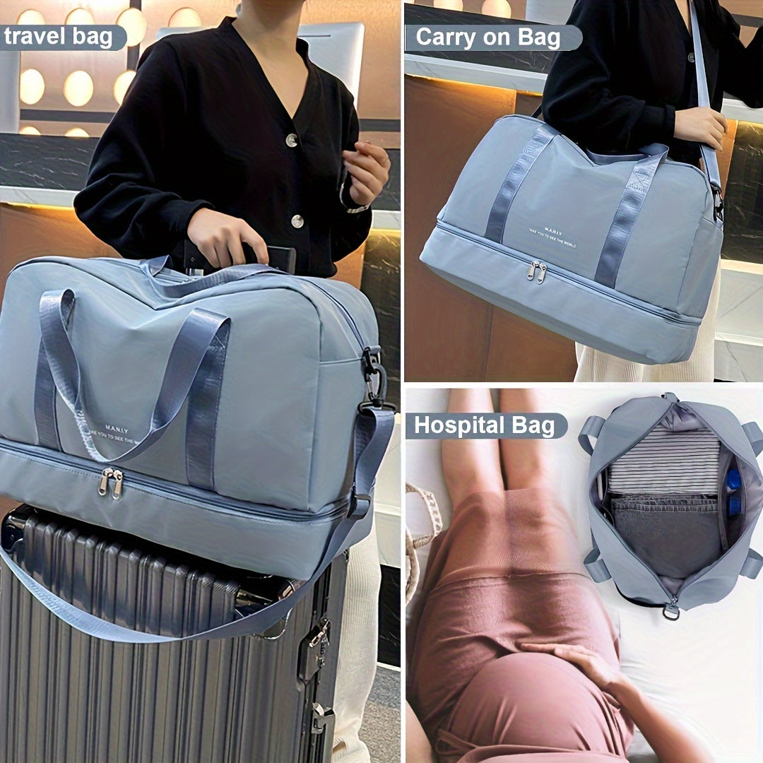 Expandable Duffel Travel Bag Gym Tote Bag Women's One Shoulder Handbag