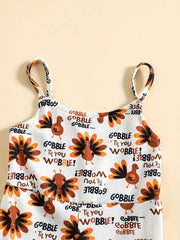 Toddler Girls Turkey Cami Romper Jumpsuit