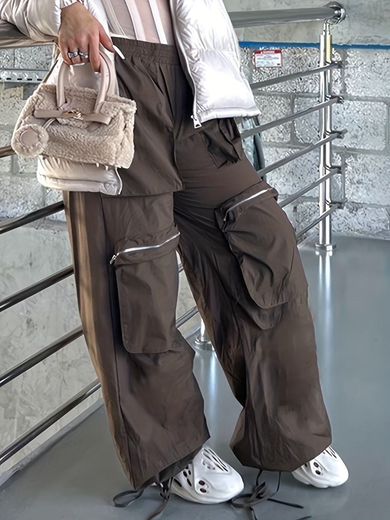 Y2K Loose Pocket Zipper Cargo Pants for Women