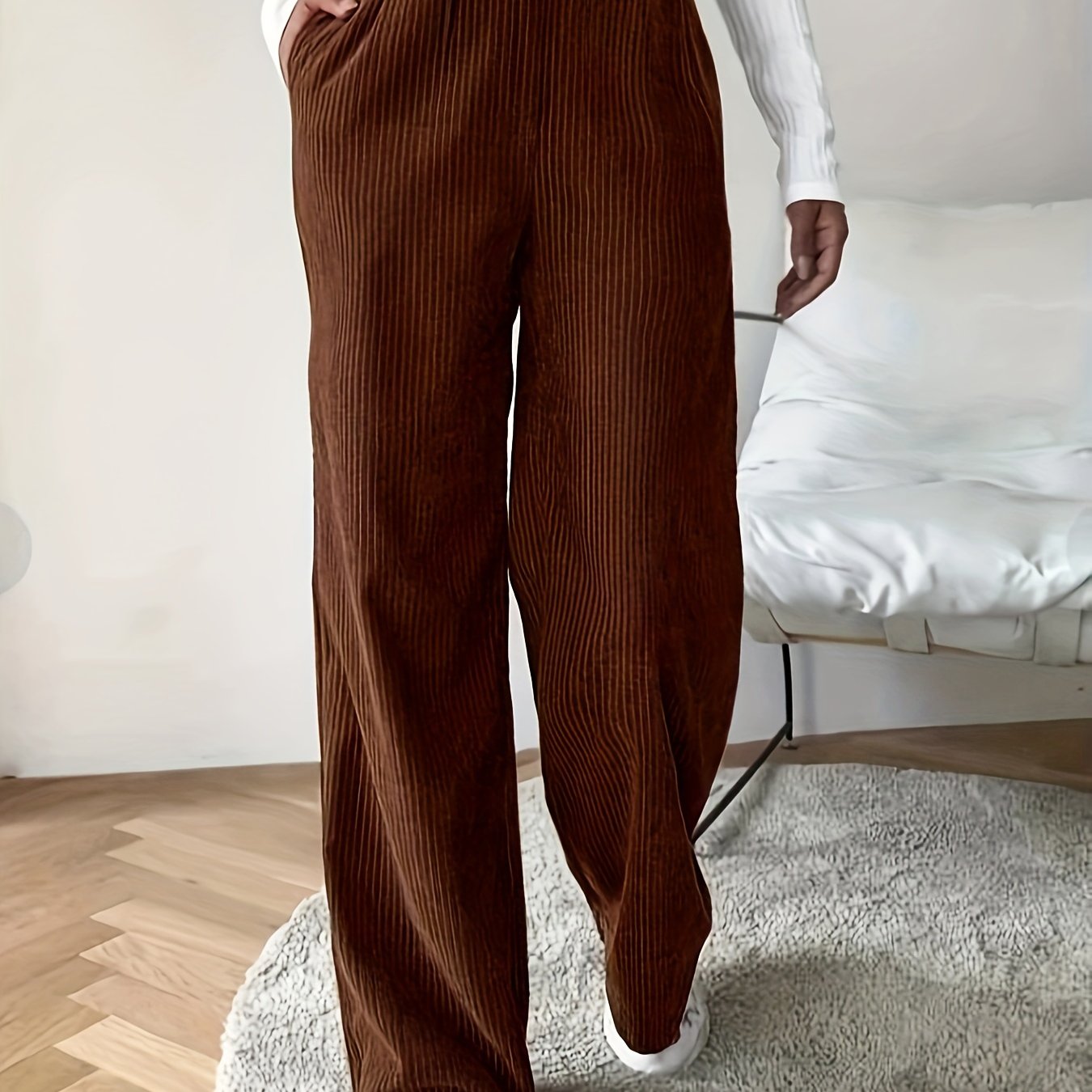  Women's Corduroy High Rise Wide Leg Trousers