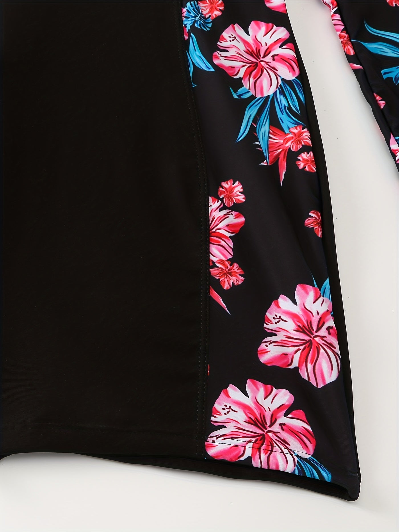  Boho Floral Swimsuit Long Sleeve One Piece Bathing Suit