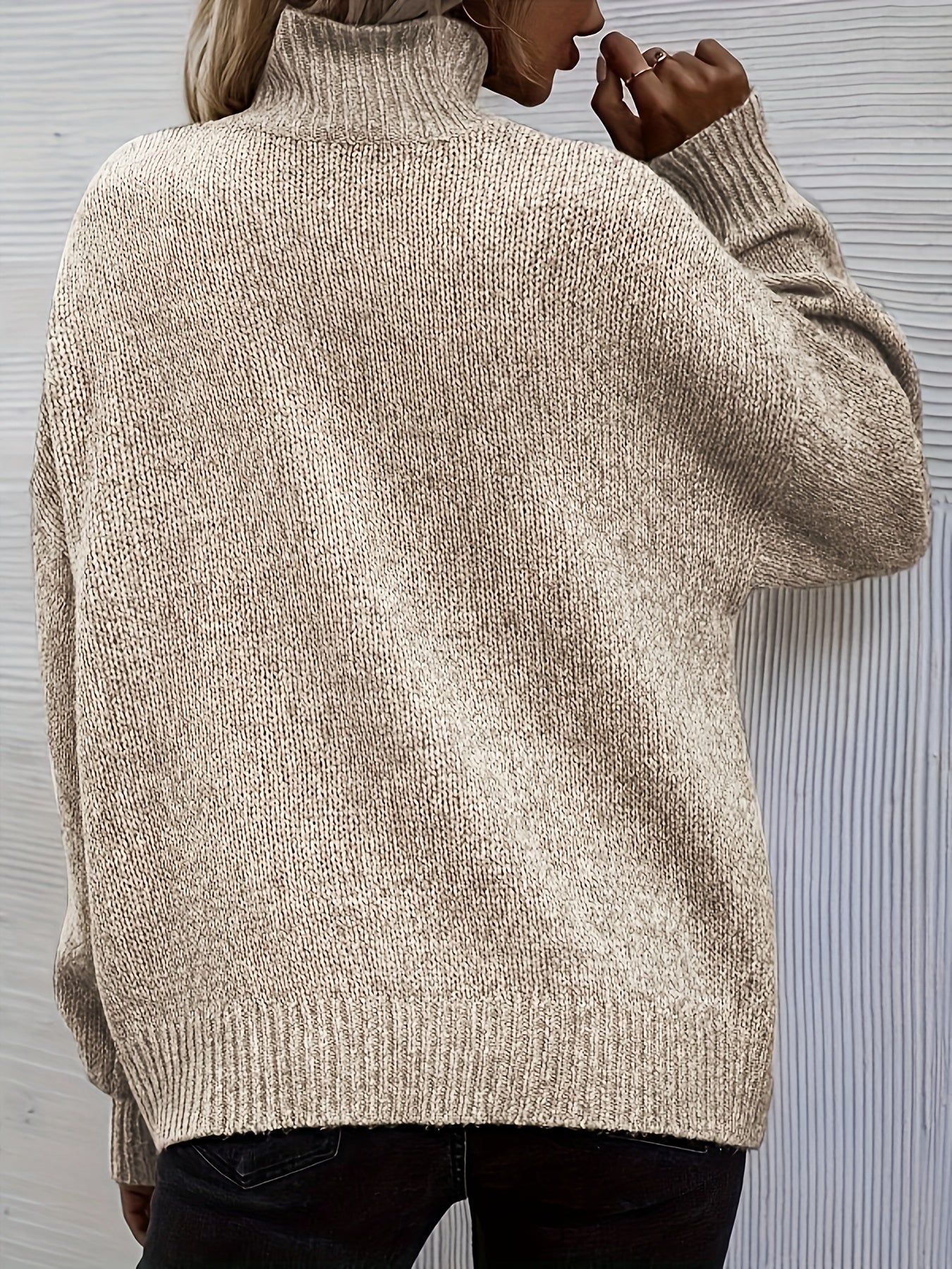  Solid Long Sleeve High Neck Jumper