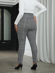  Plaid Print High Rise Skinny Trousers