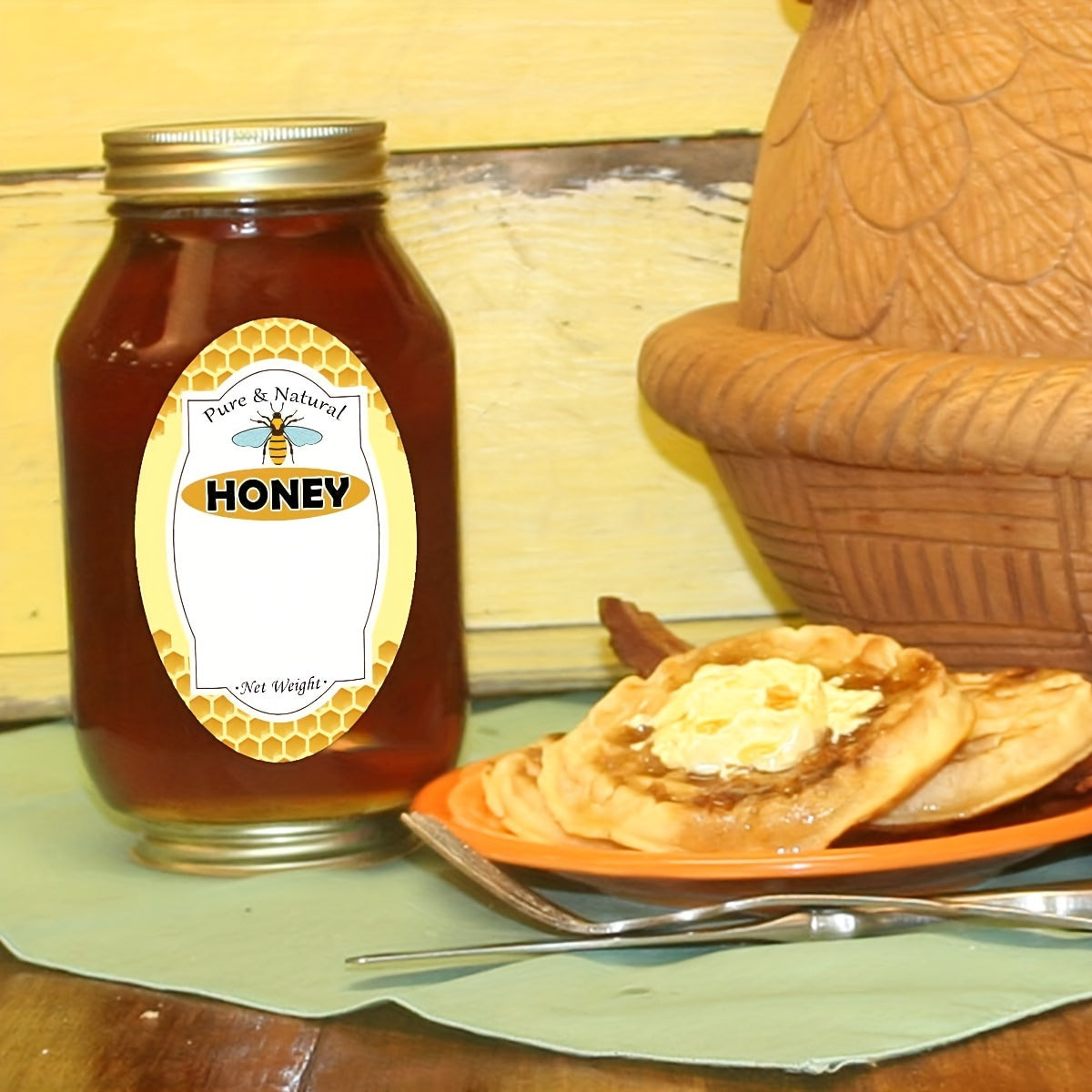 60 Pack 2 3 inch Pure Honey Labels Stickers for Jars Home Business Use