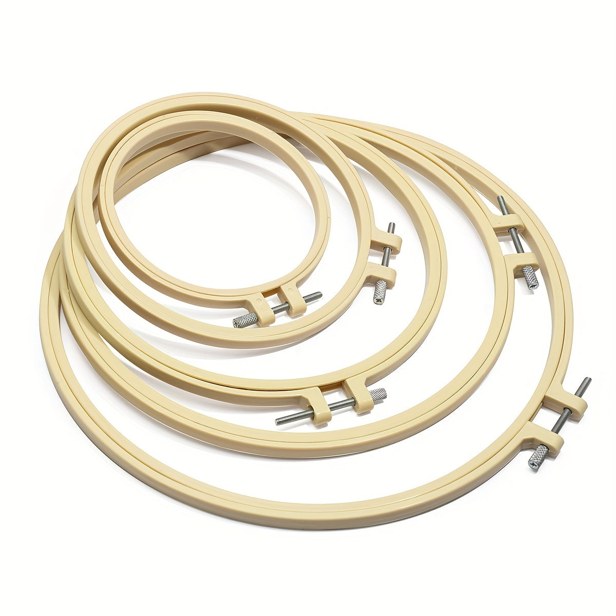 5pcs Round Bamboo Embroidery Hoop Wooden Embroidery Hoop Adjustable
