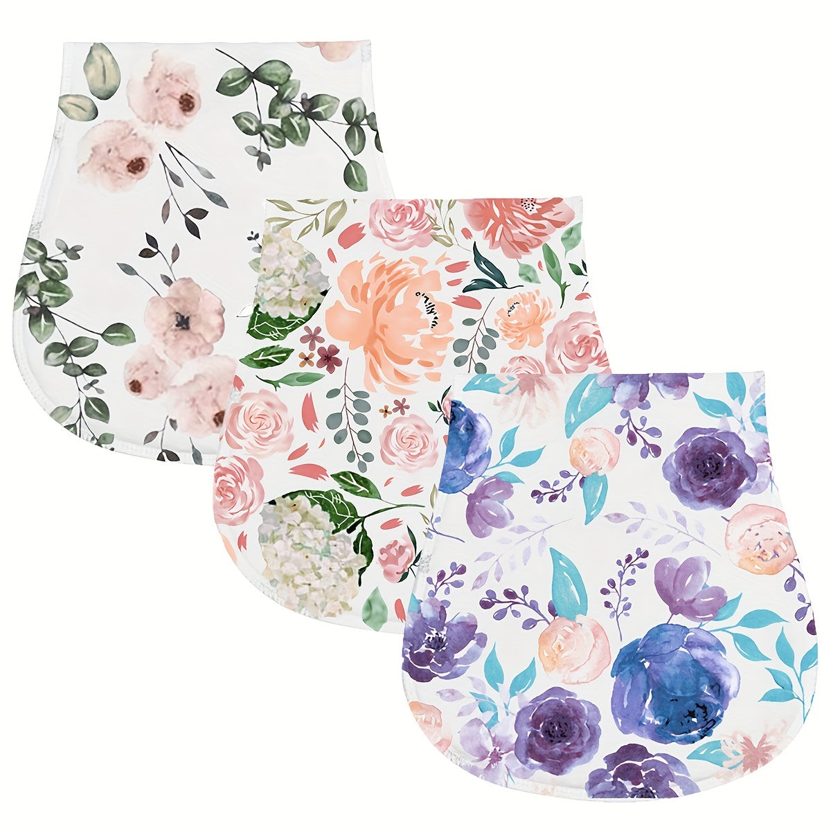 3pcs Baby Sloth Burp Cloths Cotton Absorbent Soft Burping Cloth for Newborns