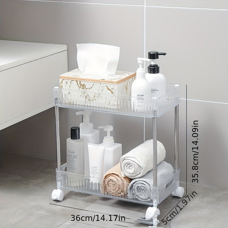 1pc Multi-Tier Bathroom Storage Rack Movable With Wheels Gap Storage Slim Slide
