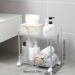 1pc Multi-Tier Bathroom Storage Rack Movable With Wheels Gap Storage Slim Slide