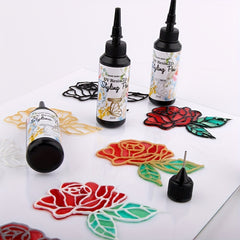 20ml 3D Gel Pen with Metal Tip and Flower Stencils for Crafting