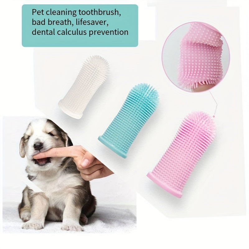 Soft Silicone Pet Toothbrush Finger Cover - Dog & Cat Teeth Cleaning