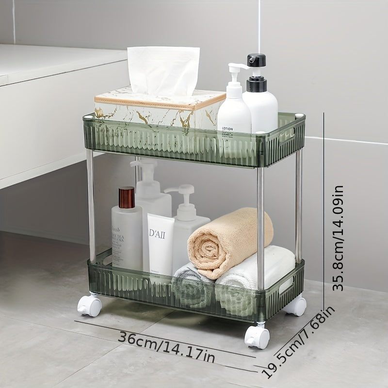 1pc Multi-Tier Bathroom Storage Rack Movable With Wheels Gap Storage Slim Slide